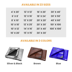 White Duck Outdoors - Super Heavy Duty Poly Tarp Cover Thick 16 Mil, 8 oz - PT-