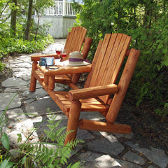 Dundalk LeisureCraft - Adirondack Log Gossip Bench with Table - L234